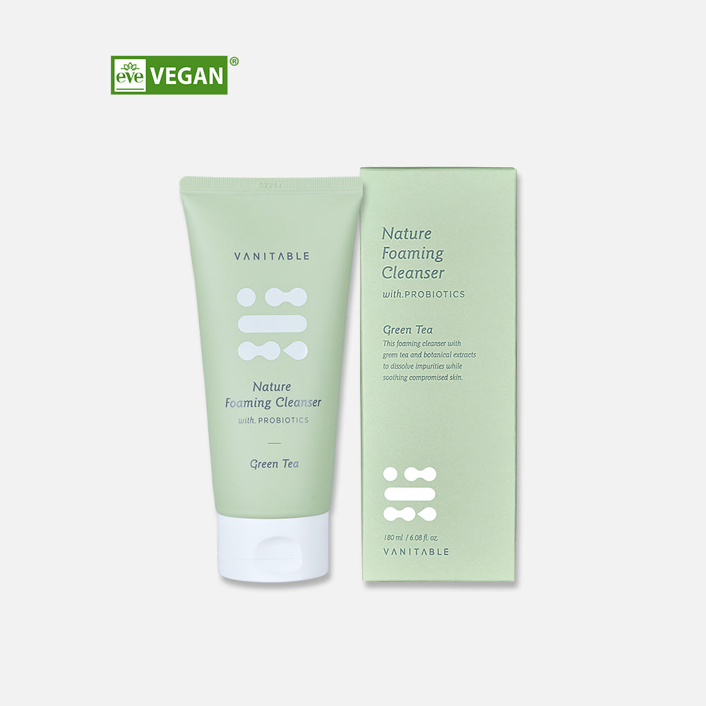 VANITABLE Nature Foaming Cleanser Green Tea 180ml Vegan & Made In Korea